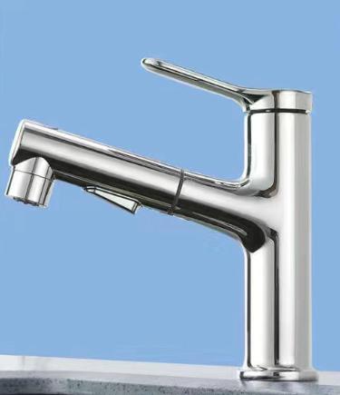 Gun grey/Black/White Pull-out Bathroom Basin Faucet Kitchen Wash Basin Hot and Cold Dual Control Faucet Single Hole Tapware