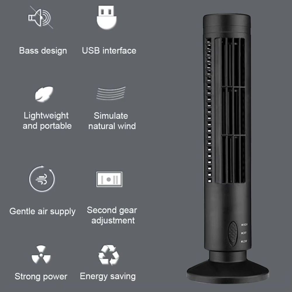 Portable Tower Type Electric Fan 2 Speed Cordless Handheld Fans Gifts Desktop Fan
