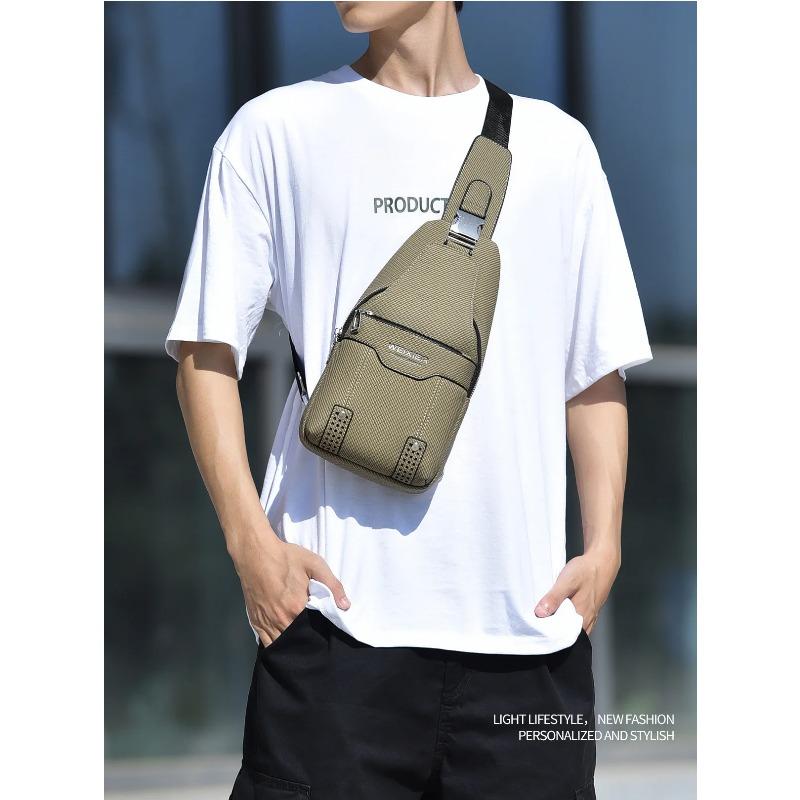 New Men's Fashion Crossbody Bag PU Leather Chest Bag, Handbag,Adjustable Shoulder Strap for Travel & Outdoor Activities
