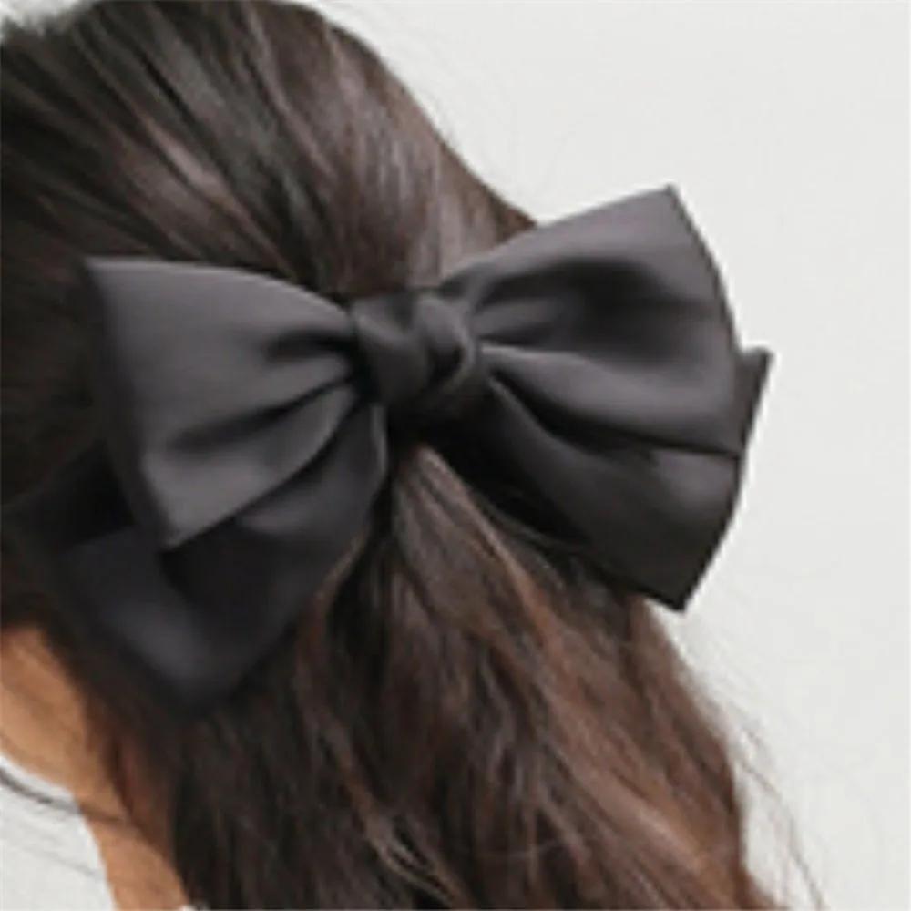 Large ribbon hair clip, women s automatic hair clip, half-up hairstyle automatic hair clip