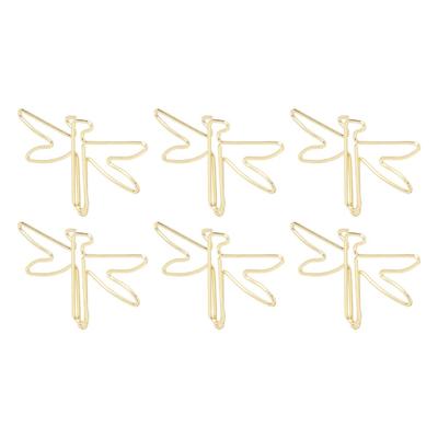 100Pcs Dragonfly Shape Paper Clips Gold Electroplating Metal Jumbo Wide Clips Non-Skid 41*28mm Large Cute Paperclips Photo Clips