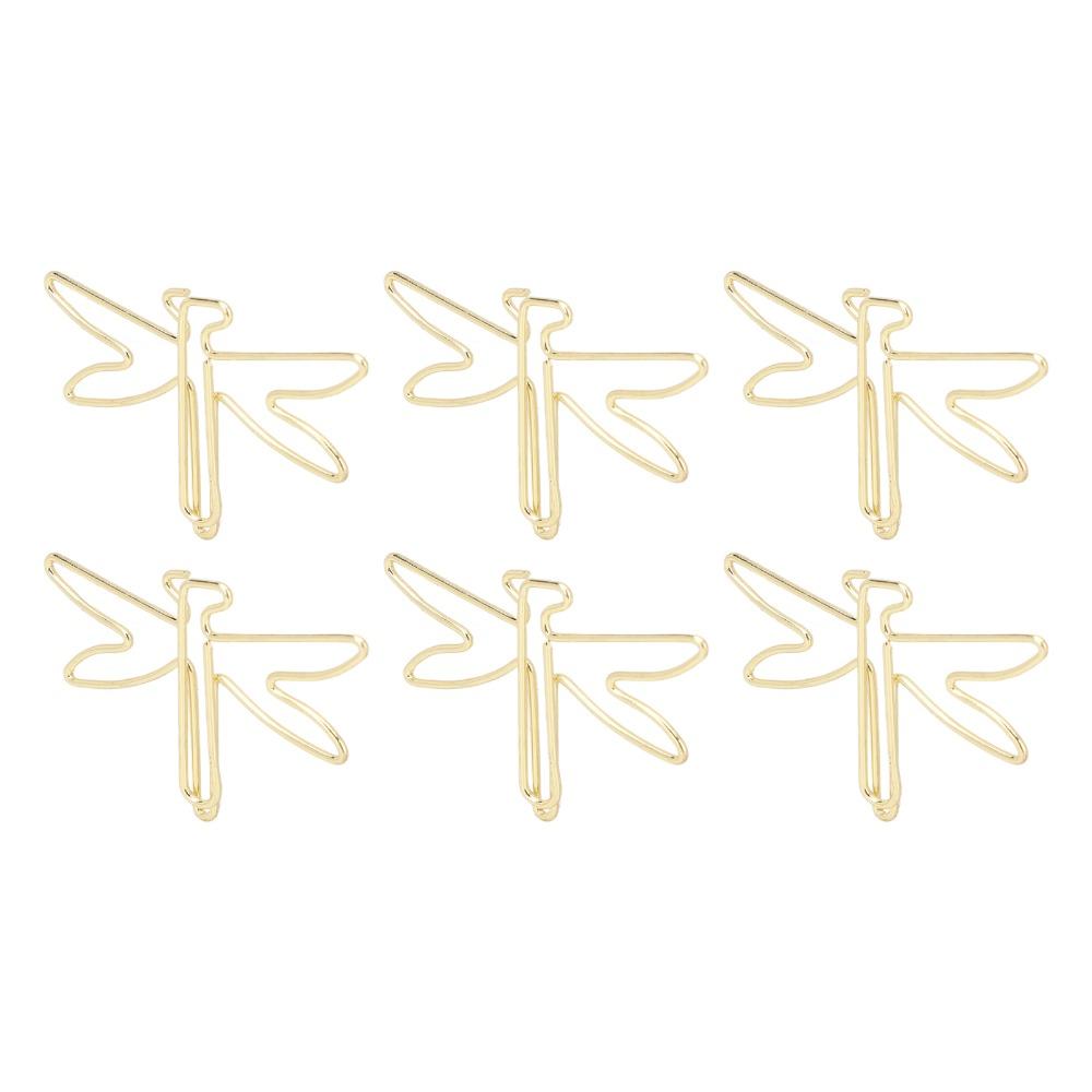 100Pcs Gold Large Cute Paperclips Dragonfly Shape Jumbo Wide Clips Office Supplies Ticket Holding