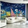 SquarePants Wall Tapestry Aesthetic Wall Hanging Printed Fabric Blanket Decorative Tapestries for Bedroom Living Room Home Decor