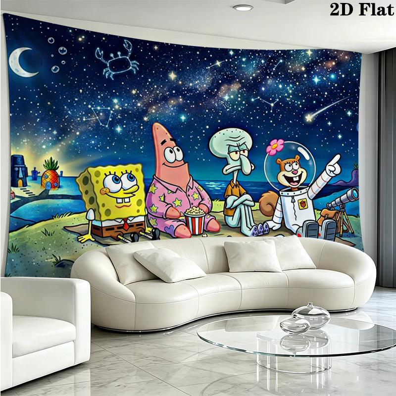 SquarePants Wall Tapestry Aesthetic Wall Hanging Printed Fabric Blanket Decorative Tapestries for Bedroom Living Room Home Decor