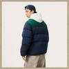 Li Ning Color Block Letter Stand Collar Short Zipper Long Sleeve Down Jacket Men outerwear Deep-Navy-Blue Lush-Green AYMU119-8