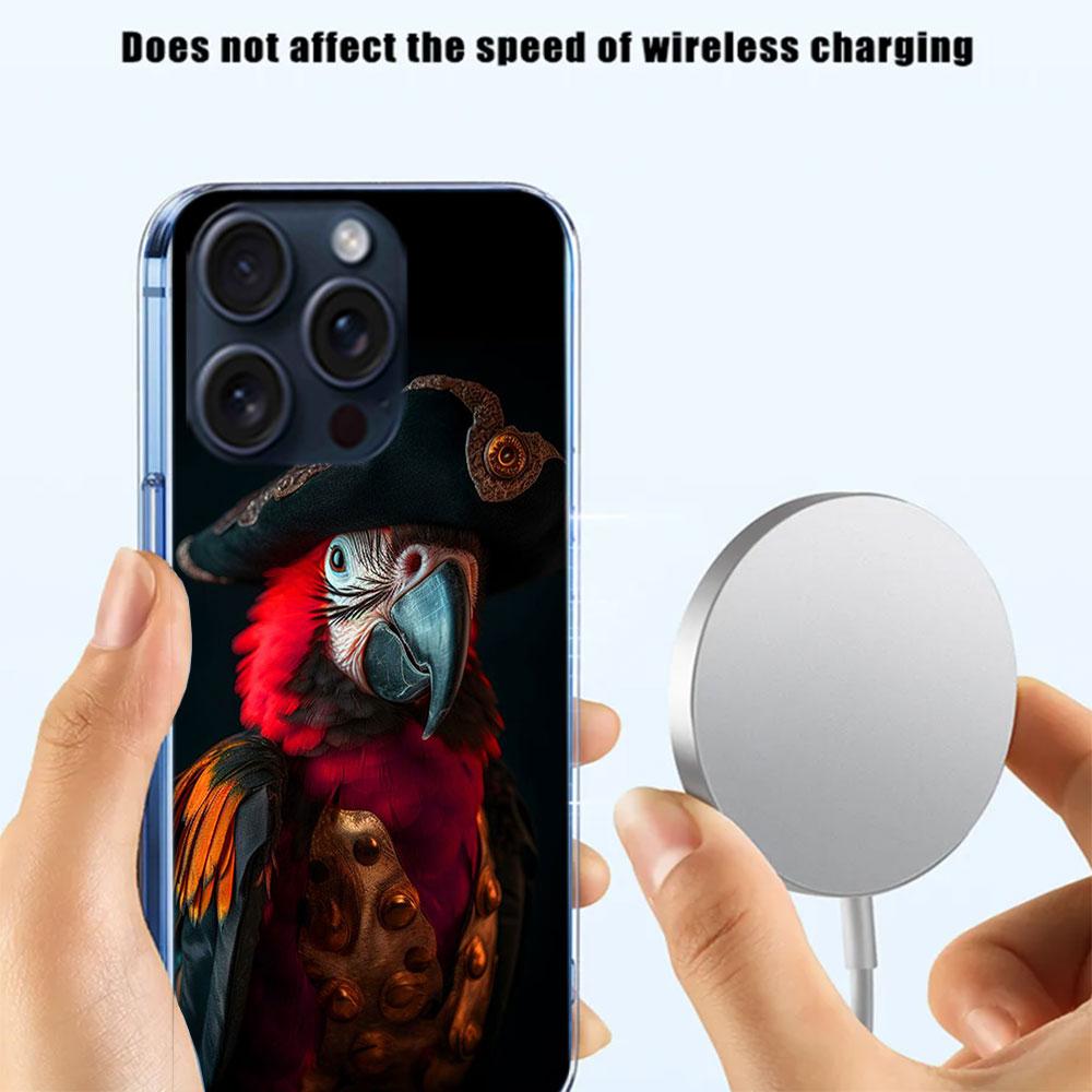 Macaw Pirate Clear Phone Case For Iphone 17 Air 16 Pro Max 15 Pro 14 Plus 17E 16E 11 13 12 Mini Cover Cases Fundas Cell TPU Capa