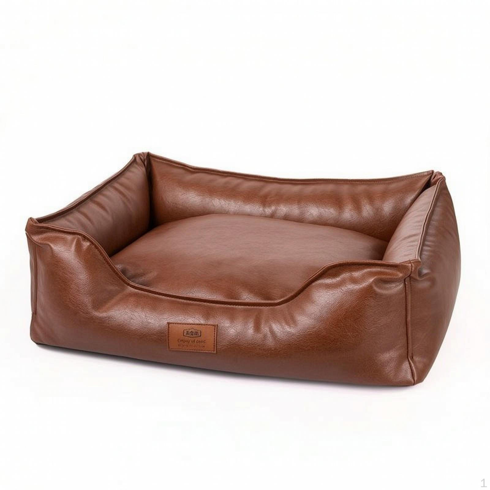 Leather Dog Bed Bolstered Pet Cushioned