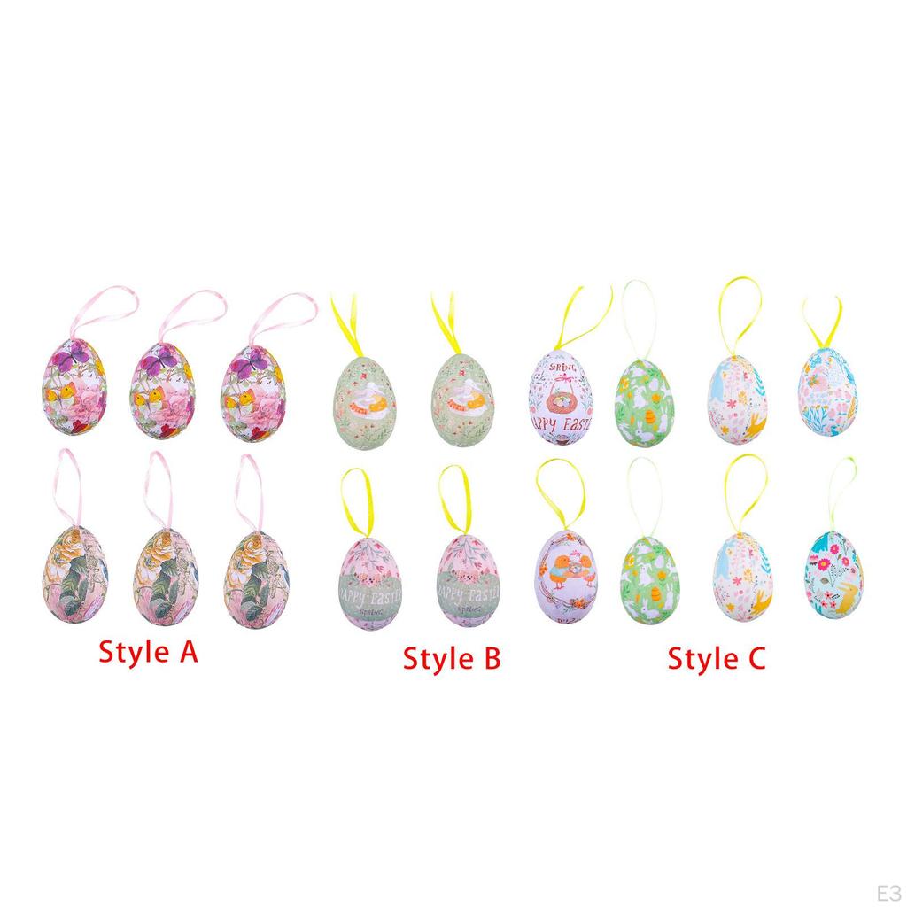 6 Pieces Easter Egg Hanging Ornaments Tree Decor Basket Fillers Ornament