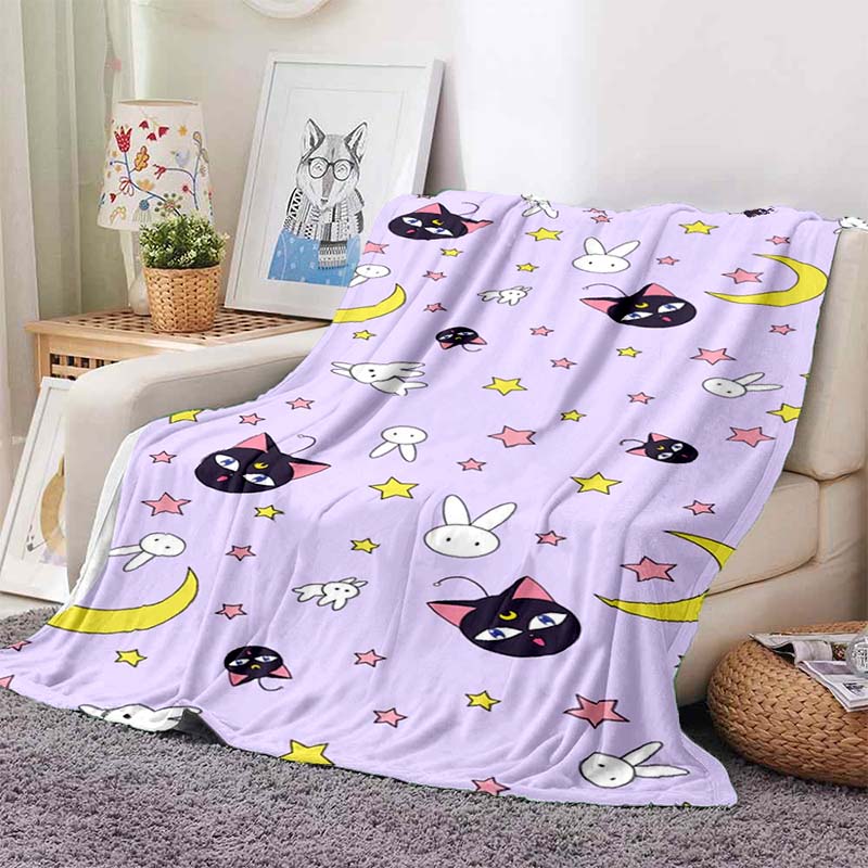 Various styles of Sailor Moon anime character blankets are suitable for use on beds, in bedrooms, on sofas, picnics, and other 1