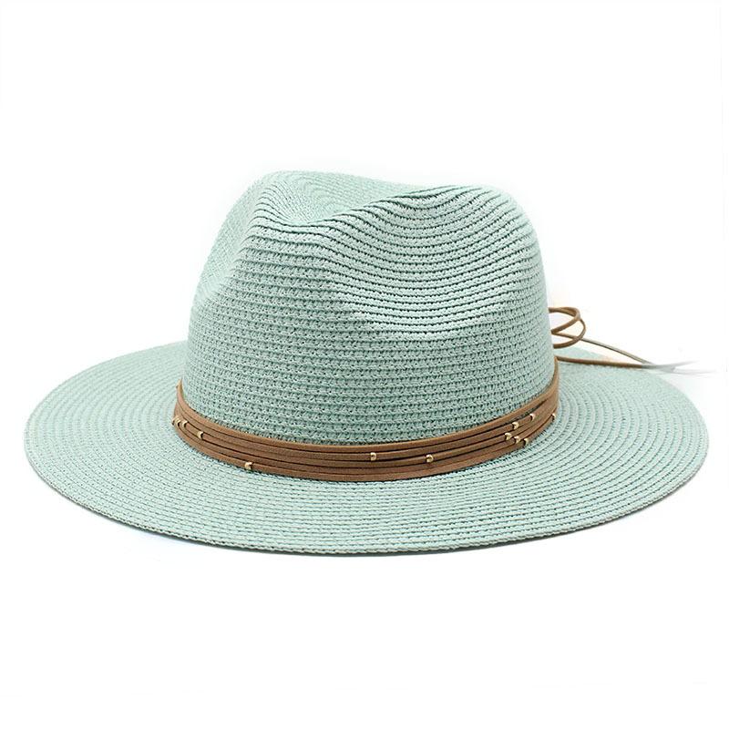 Barnabas Jazz Hat Women'S Fashion Belt Buckle Sunscreen Shade Straw Hat