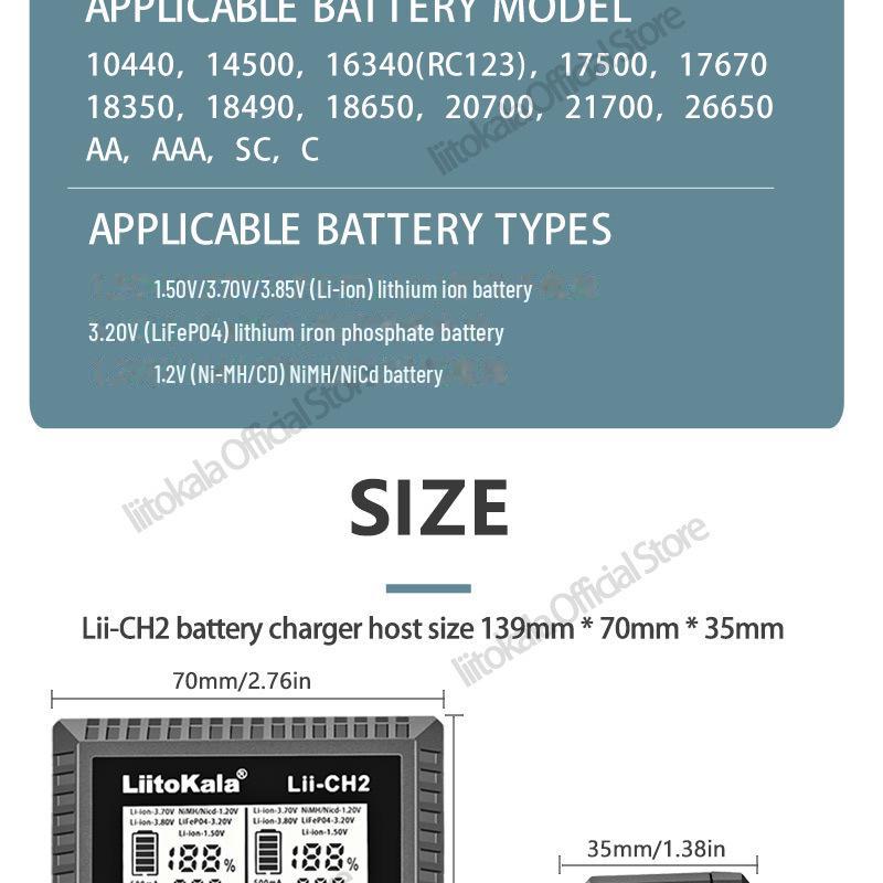 Litokala Lii-CH2 2024 Smart-Ladegerät: 1.5V/1.2V/3.2V