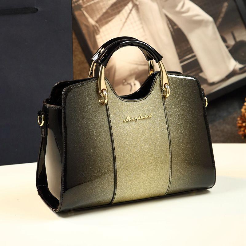 

Fashion Women S Bags Patent Leather Women S Bags Simple And Versatile Bright Leather Medium Shoulder Oblique Span Handbag золотой