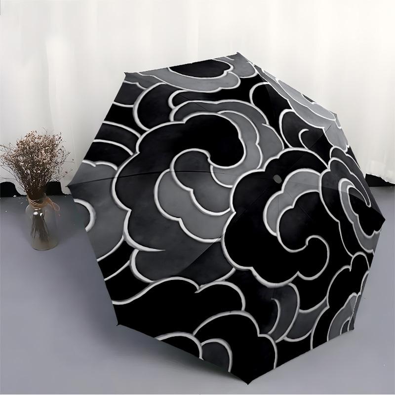1pc Abstract Swirl Pattern Automatic Open/Close Umbrella, Umbrella with cartoon Design, Portable Compact Umbrella for Men & Women, Good Holi