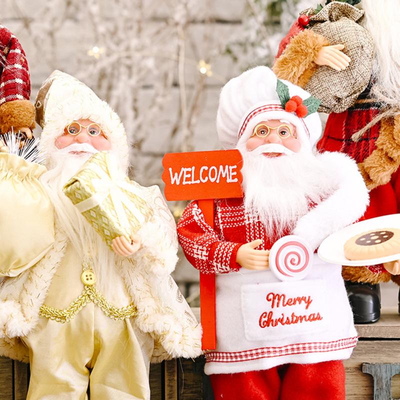 Santa Claus Doll Standing / Sitting Doll Christmas Ornament for Home Xmas Table Decor
