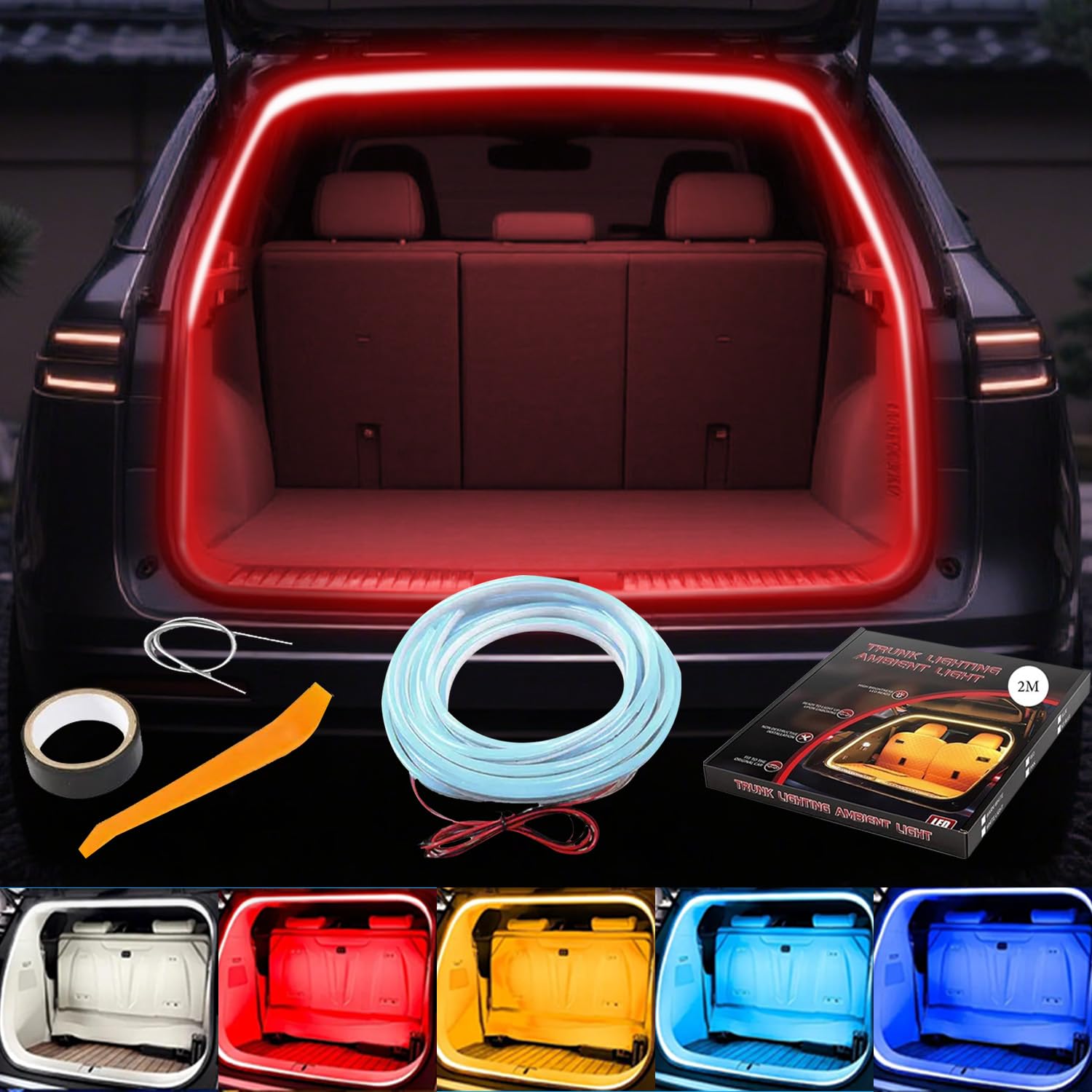 Ambient Light Car Room Lamp for Car Interior [2025 New 2M красный