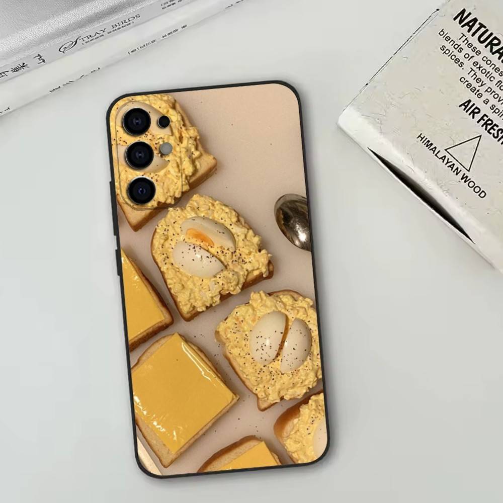 

Yellow bread Phone Case Black Silicone Soft For Samsung S25,S24,S21,S22,S23,S30,Ultra,S20,Plus,Fe,Lite Samsung S235G