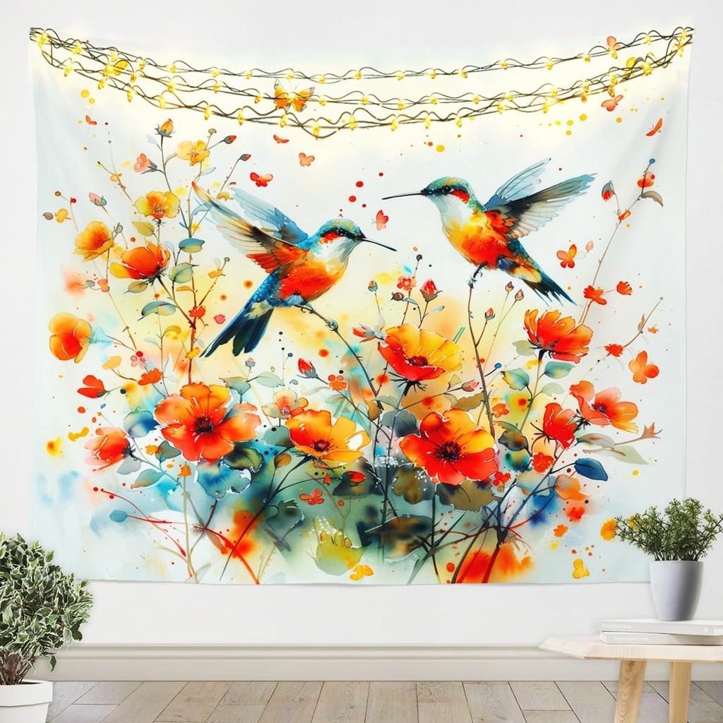 Floral Owl Tapestry For Girls,Kawaii Owl Birds Tapestry For Bedroom Boho Flowers Print Tapestries ,3D Animal Print Tapestry