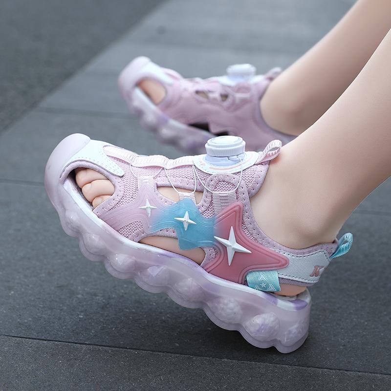 Summer Rotary Button Children's Closed Toe Sandals Beach Shoes Girls' Sports Beach Sandals