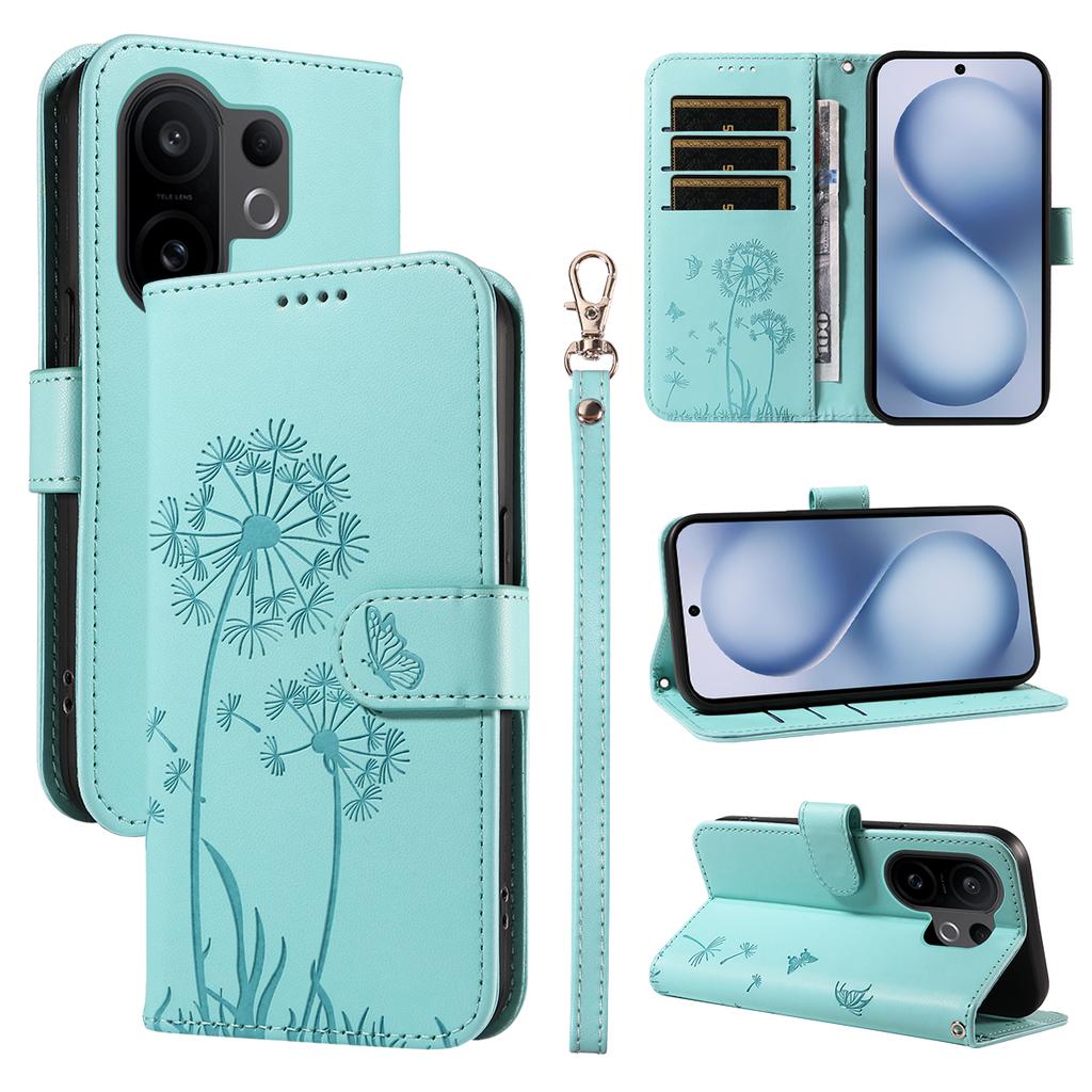 For vivo X200 FE 5G/vivo S30 Pro mini 5G Leather Wallet Case with Strap Dandelion Imprint Phone Stand Cover