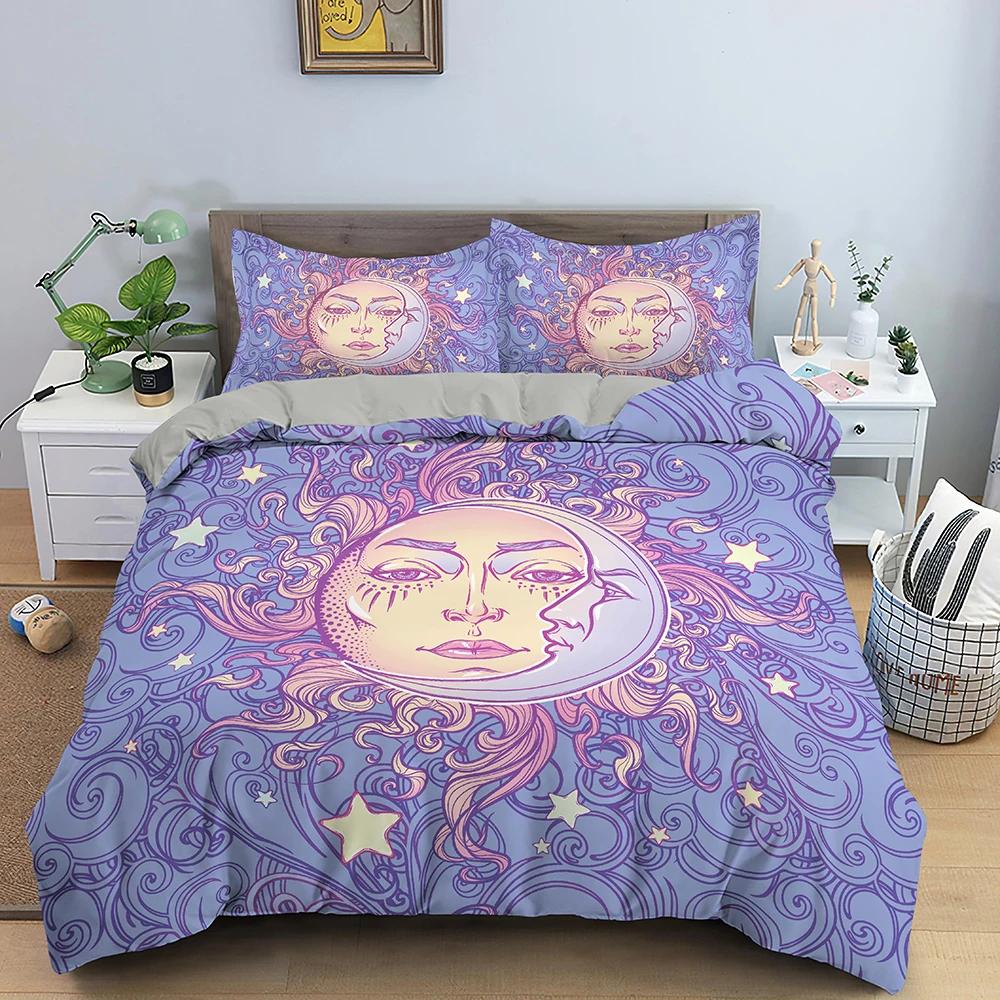 

Sun Mon Snake Beding Set Psychedelic Bohemian Style Soft Duvet Cover Gentle Tripy Comfortable Quilt Cover Set featuring Pilowcase Quen King-Sized 120*200cm Single