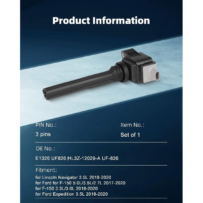 

ECCPP катушки зажигания 1 шт. UF826, комплекты катушек, Совместимы с Ford F-150 2011-2017, Expedition 2018 2019 2020, 2017 2018 2019 2020 и Lincoln 2018 2019