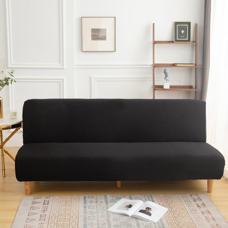 LANMOLIFE Armless Futon Sofa Bed Cover Solid Color Stretchable Folding Sofa Bed Covers Removable Cleaning Home Decor Living Room