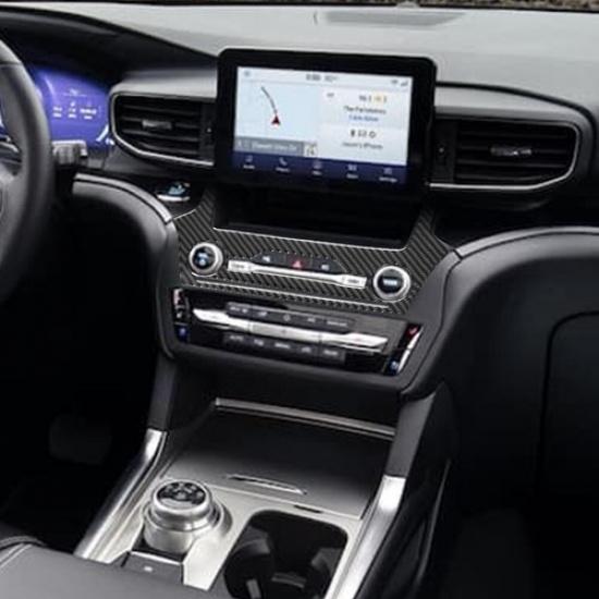 Carbon Fiber Interior Radio Console Cover Trim For Ford Explorer -