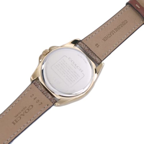 Coach Greyson 36mm Women's Watch with Yellow Gold Dial, Leather Strap, and Signature C (14504111)
