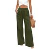 Velvet Wide Leg Pants for Women High Waist Loose Fit Casual Trousers with Pockets Everyday Wear Full Length