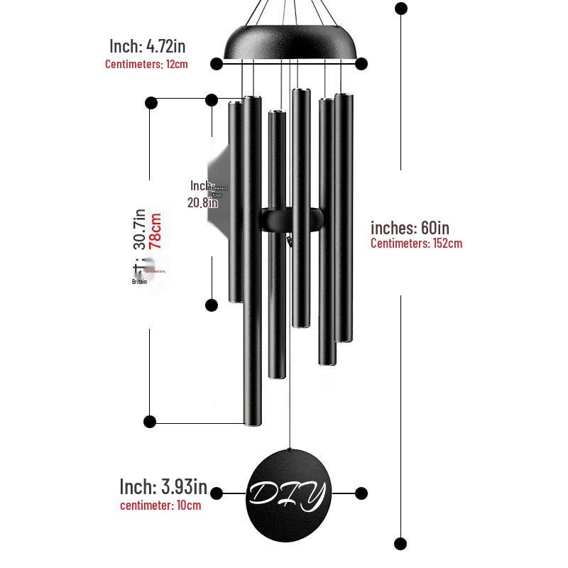 60" Extra Large Tuned Metal Wind Chime for Outdoor Relaxation - Low Tone Memorial Chime
