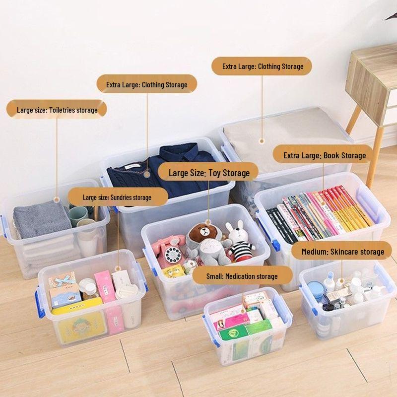 Extra-Large Transparent Plastic Storage Box for Car, Home, or Dorm - Multi-functional Toy Organizer