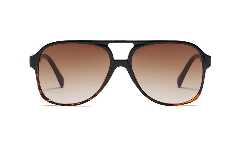 Freckles Mark Vintage Retro 70s Sunglasses for Men and Classic Large Square Aviator Trendy Gradient Oversize Women, Glasses, Brown/Tortoiseshell,