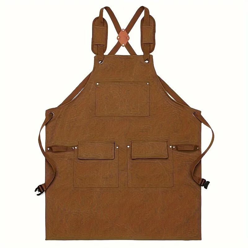 

Cotton canvas summer waterproof apron Restaurant kitchen Home gardening Commercial apron waist apron коричневий