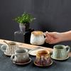 Japanese Ceramic Coffee Mug and Saucers Set Vintage Breakfast Oat Mug Creative Afternoon Camellia Flower Tea Cup Home Water Cup