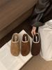 Velvet Lace Edge Birkenstocks, Bag Head, Half-drag Women's Outer Wear 2025 Autumn New Lazy Drag Flat Cotton Shoes, Slippers