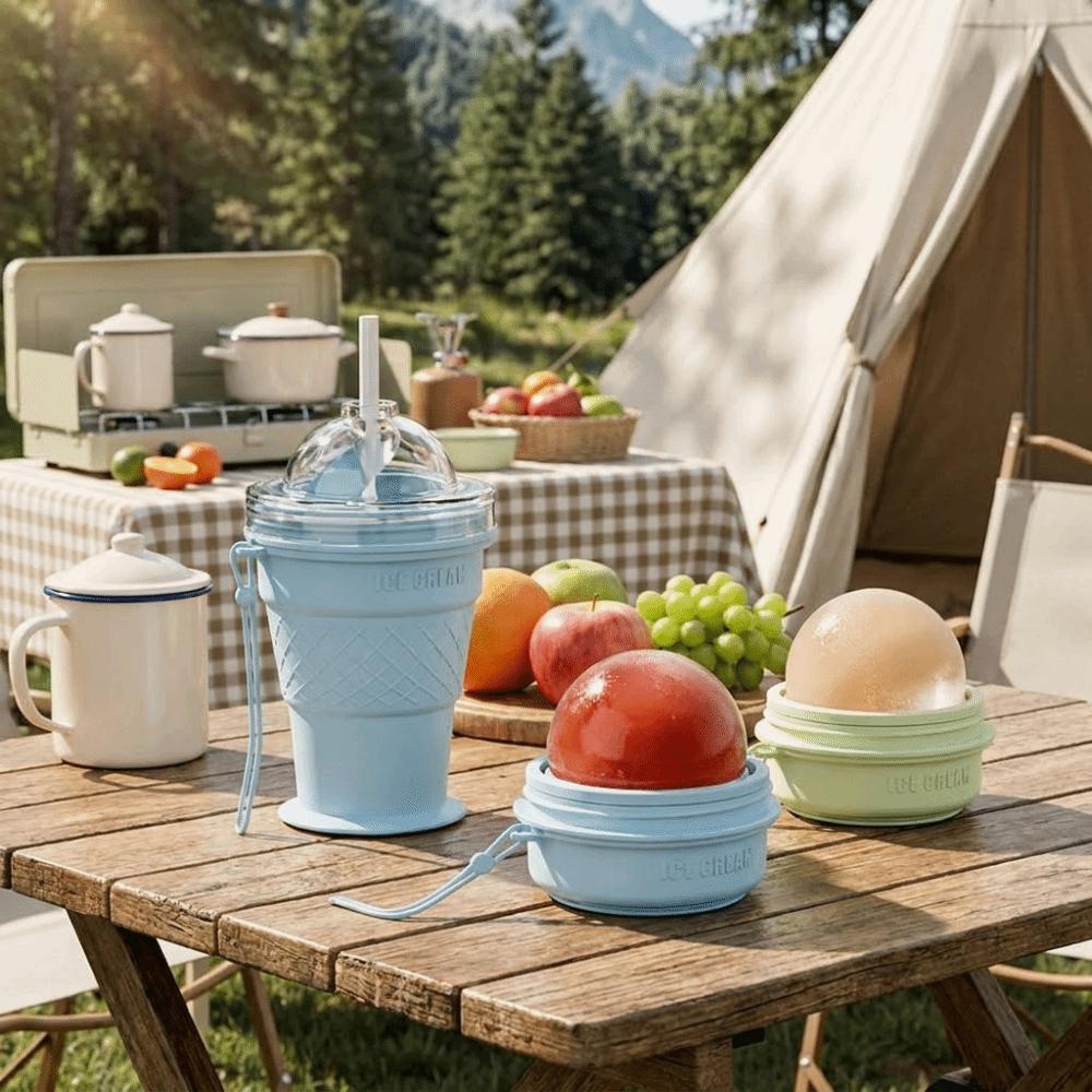 Ice Cream Design Foldable Ice Ball Cup Leak-Proof Ice Cube Water Bottle Ice Cube Kettle  Camping