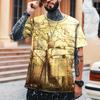 Hip-hop Retro Map Coordinate Tričko Pánské 3D strojový potisk Tričko nadměrné velikosti Street Summer Krátký rukáv 2022 Značka Top