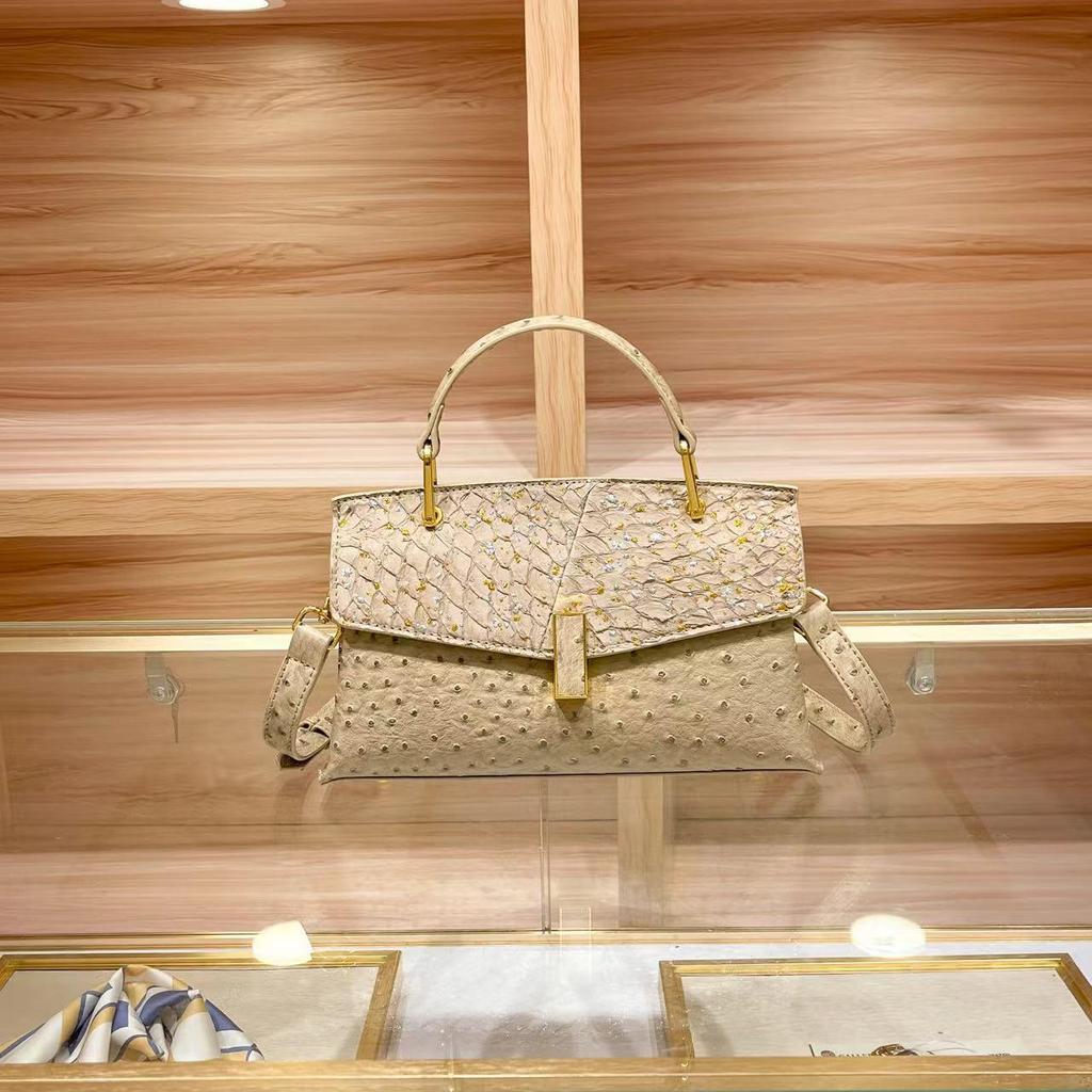 2025 Spring Fashion Women's Ostrich Pattern Crossbody and Shoulder Handbag