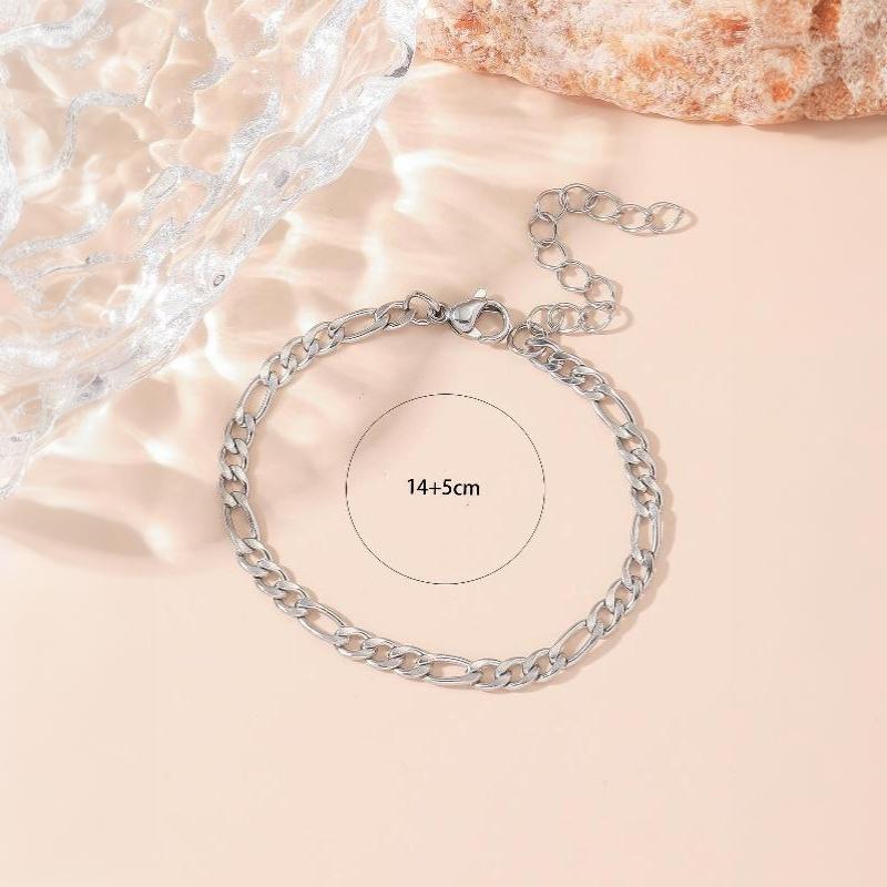 Half-Round Oval Thick Chain Bracelet Stainless Steel Non-Fading Lobster Clasp Vintage Jewelry for Retro Style Enthusiasts