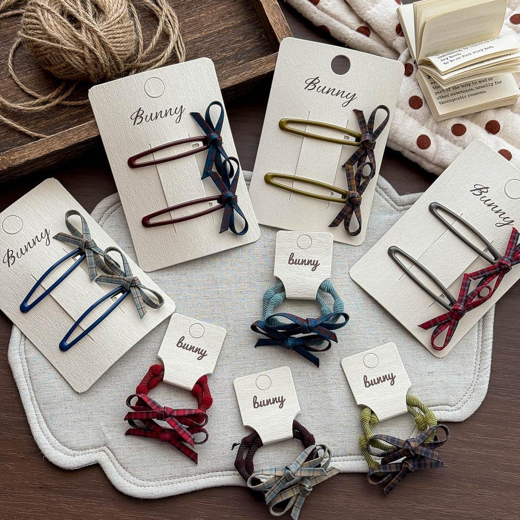 Korean Retro Plaid Bow Hairpin Hairpin Ins Basic All-match Girls Do Not Hurt Their Hair Side Bangs Hairpin
