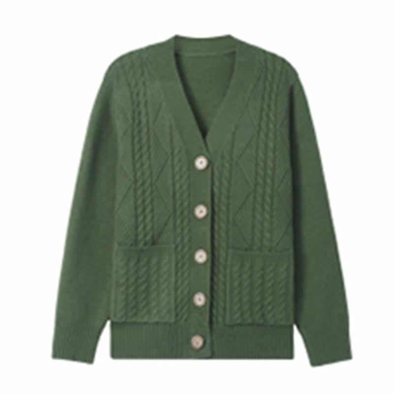 Autumn Knitted Cardigan for Women Autumn/Winter Thickened Middle Aged Mom Loose Sweater Coat