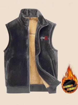 Veste Sans Manches Tendance Homme Velours Plus pour l'Automne/Hiver 2025 - Style Cape d'Épaule Chaude Décontractée