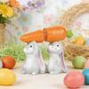 2Pcs Holding Carrot Rabbit Figurine Hand-Painted Carrying Radish Bunny Statue Resin Sculpture Easter Holiday Party Decoration Ornament