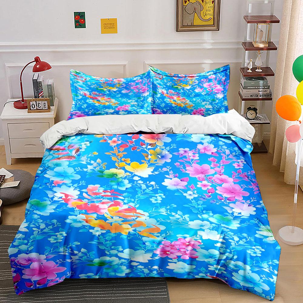 

Colorful floral branch pattern. Bedding sets Duvet cover sets Duvet covers Pillowcases(1 * Duvet Cover 2 * Pillowcases without duvet insert) 135x200cm
