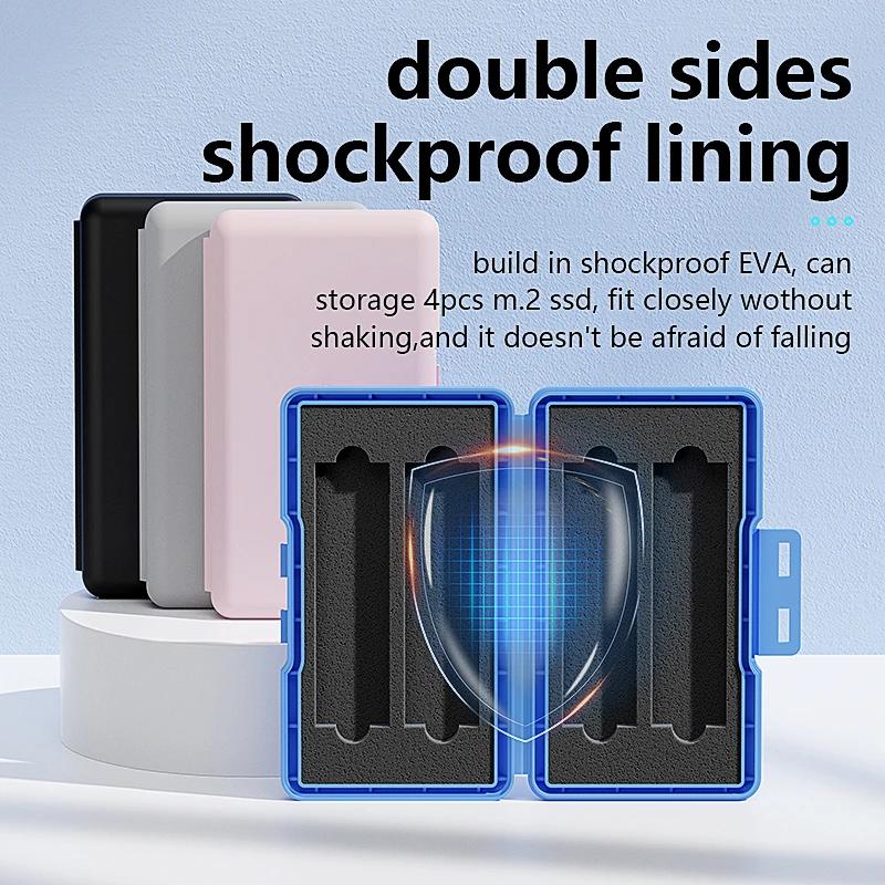 4-Schacht M.2 SSD Gehäuse Aufbewahrungsgehäuse 2280 SSD Gehäuse Tasche für SSD Gehäuse SATA NVme Festplattenbox für SSD Stoßfest Tragbare Box