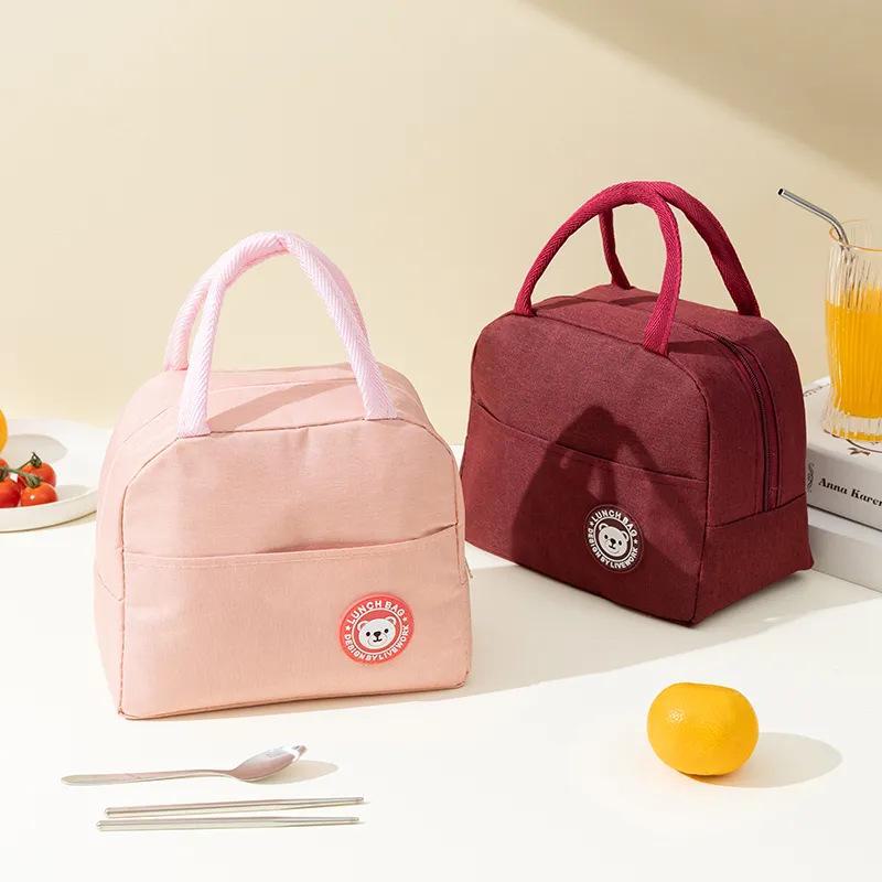 

Портативная термосумка-ланч-бокс Bear с утолщением из алюминиевой фольги, идеально подходит для студентов и офисных работников. New Cation серый