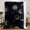 Celestial Sun Moon and Stars Pattern Patterned Flannel Blanket Perfect for the Bedroom Living Room, Sofa, or a Little Nap