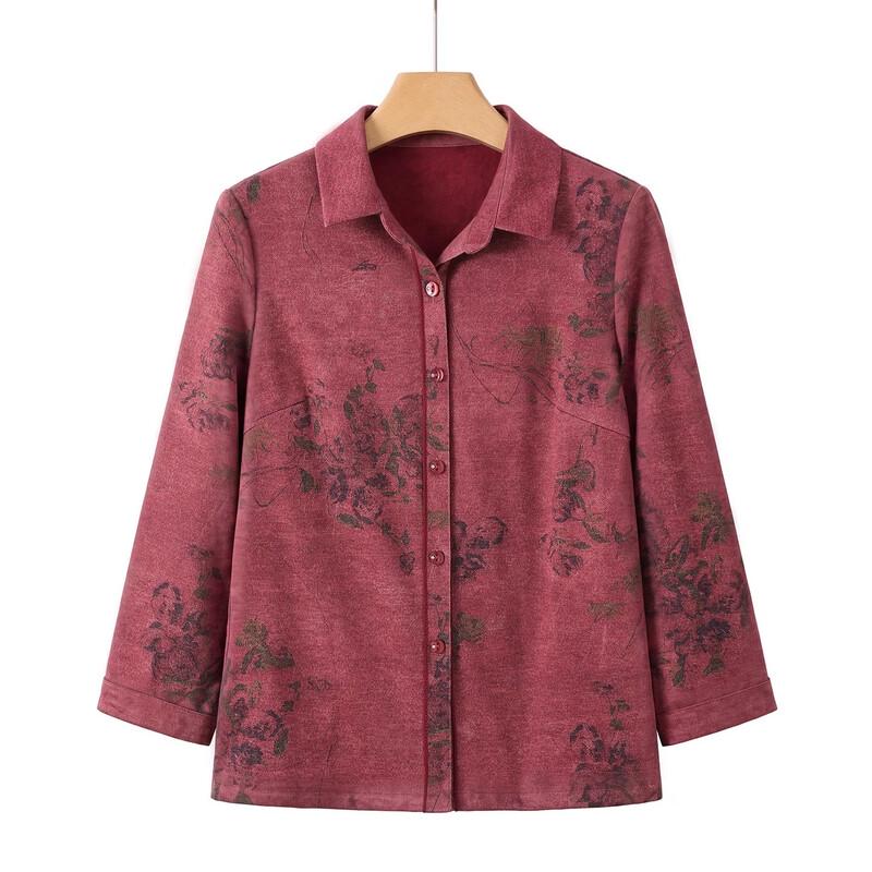 Datang Furen Elderly Women's Long-Sleeved Floral Shirt