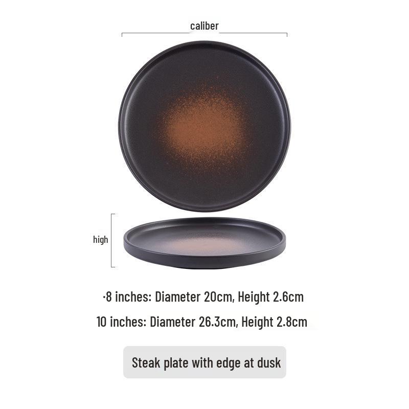 High-Grade Ceramic Steak and Pasta Plate - Elegant Tableware for Household and Hotel Use