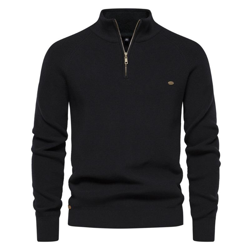Men’s Euro Fit Half Zip Stand Collar Knit Sweater